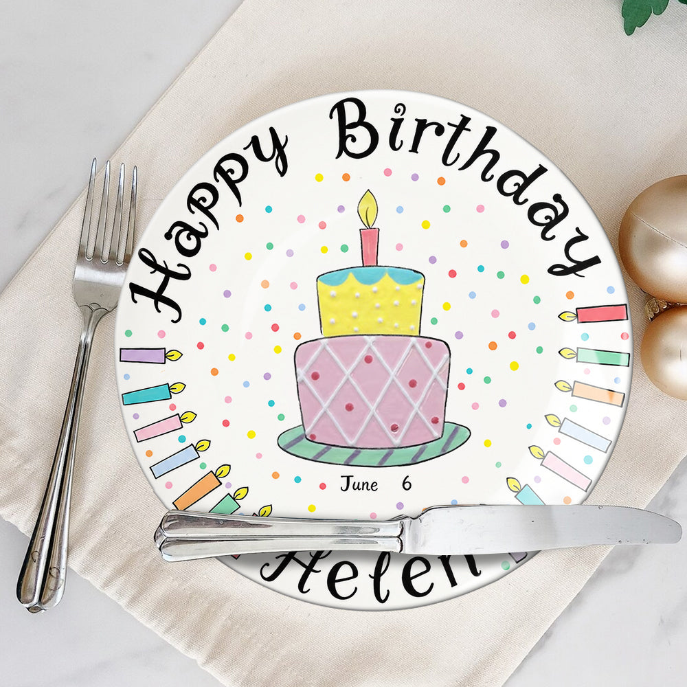 Birthday Gift - Personalized Birthday Ceramic Round Plate