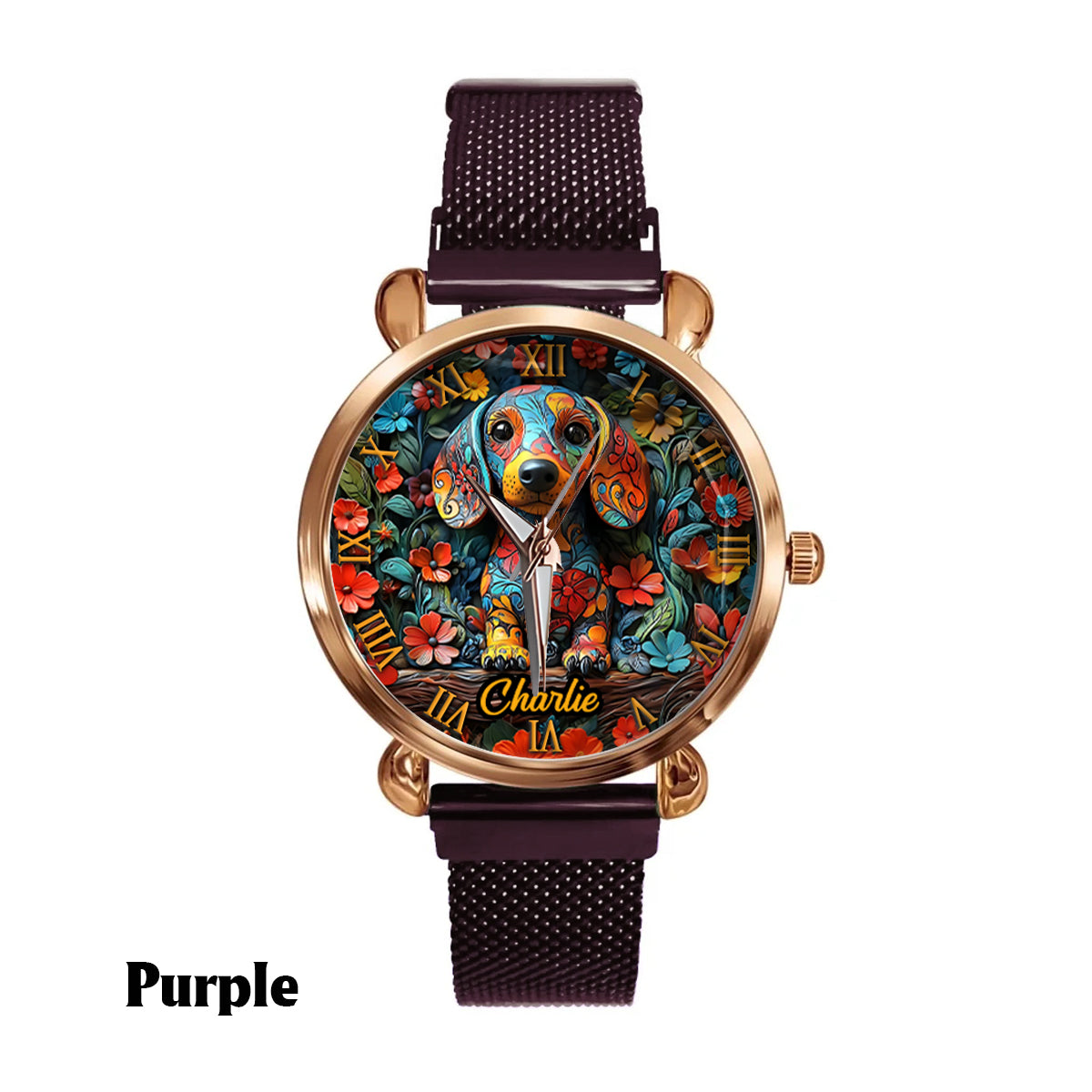 Amoureux des teckels - Montre-bracelet personnalisée pour femme avec un chien 