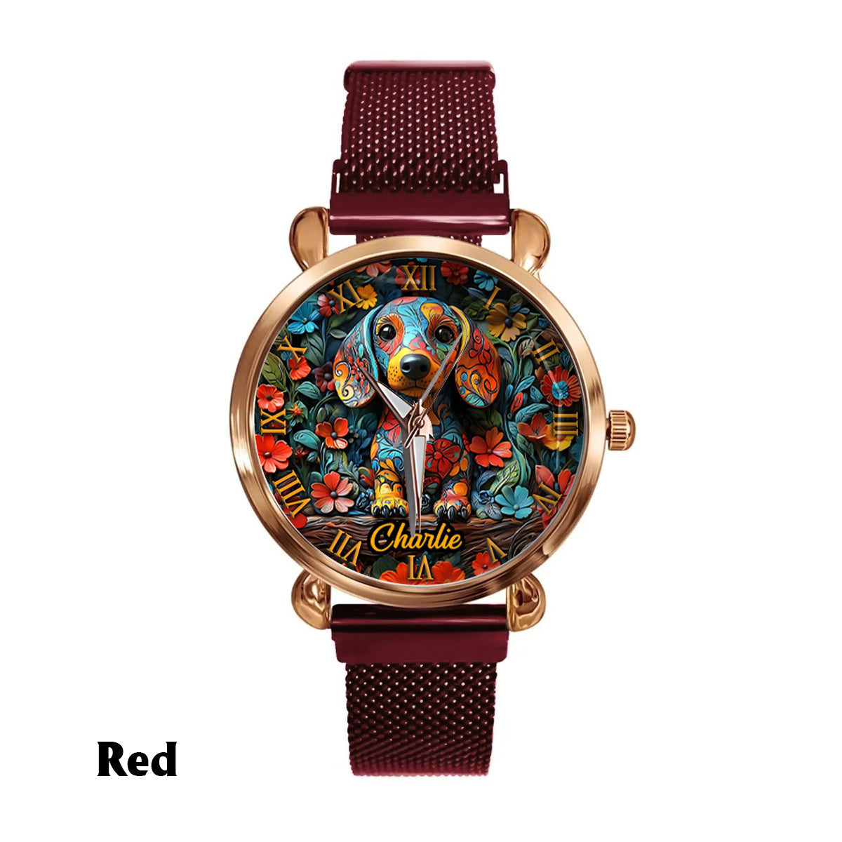 Amoureux des teckels - Montre-bracelet personnalisée pour femme avec un chien 