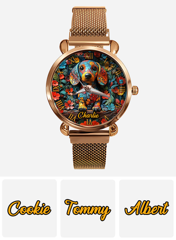 Amoureux des teckels - Montre-bracelet personnalisée pour femme avec un chien 