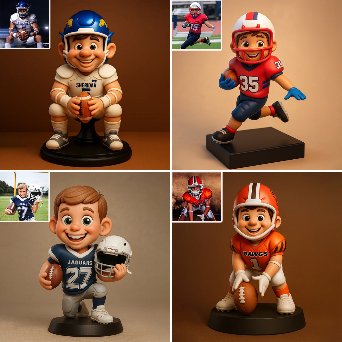 Plaque acrylique personnalisée en forme de ballon de football, style dessin animé humoristique