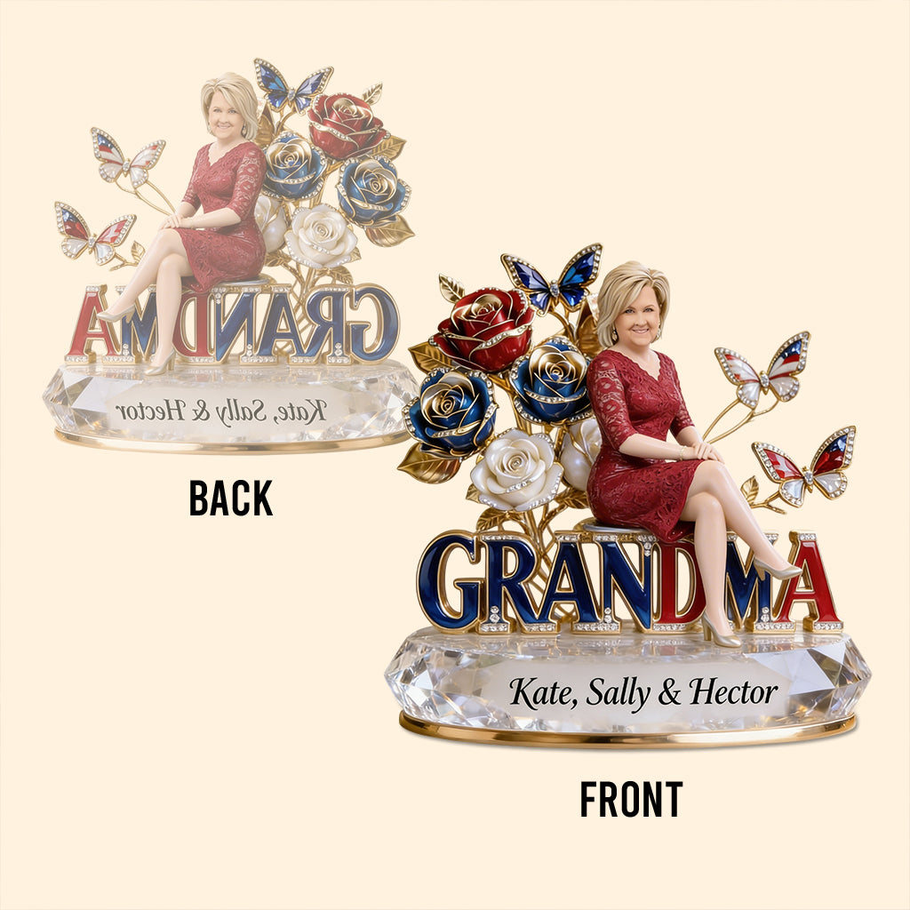 Custom Any Photo American Mom/Grandma - Personalized Mother Custom Shaped Acrylic Plaque