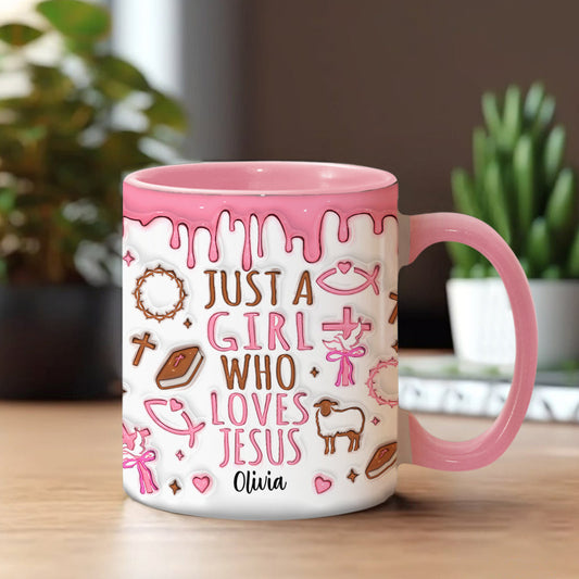 Just A Girl Who Loves Jesus - Personalized Christian Accent Mug