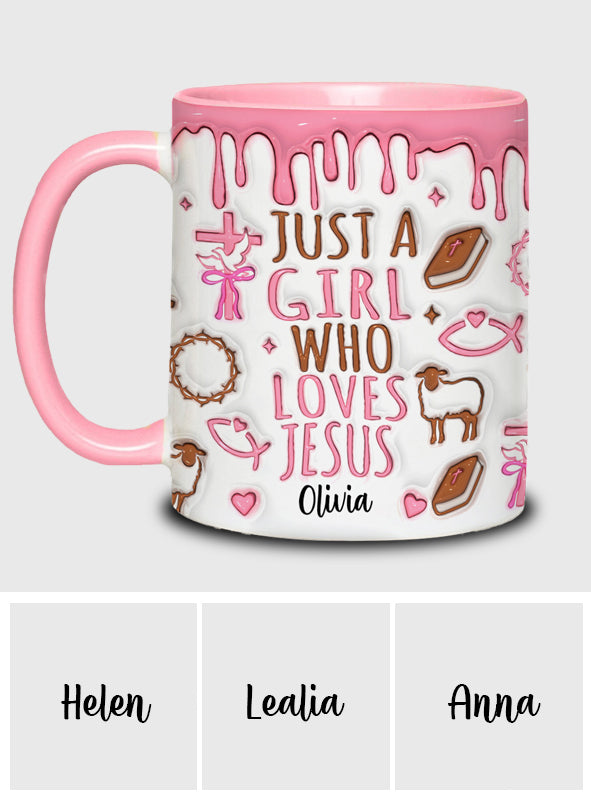 Mug personnalisé chrétien « Juste une fille qui aime Jésus »