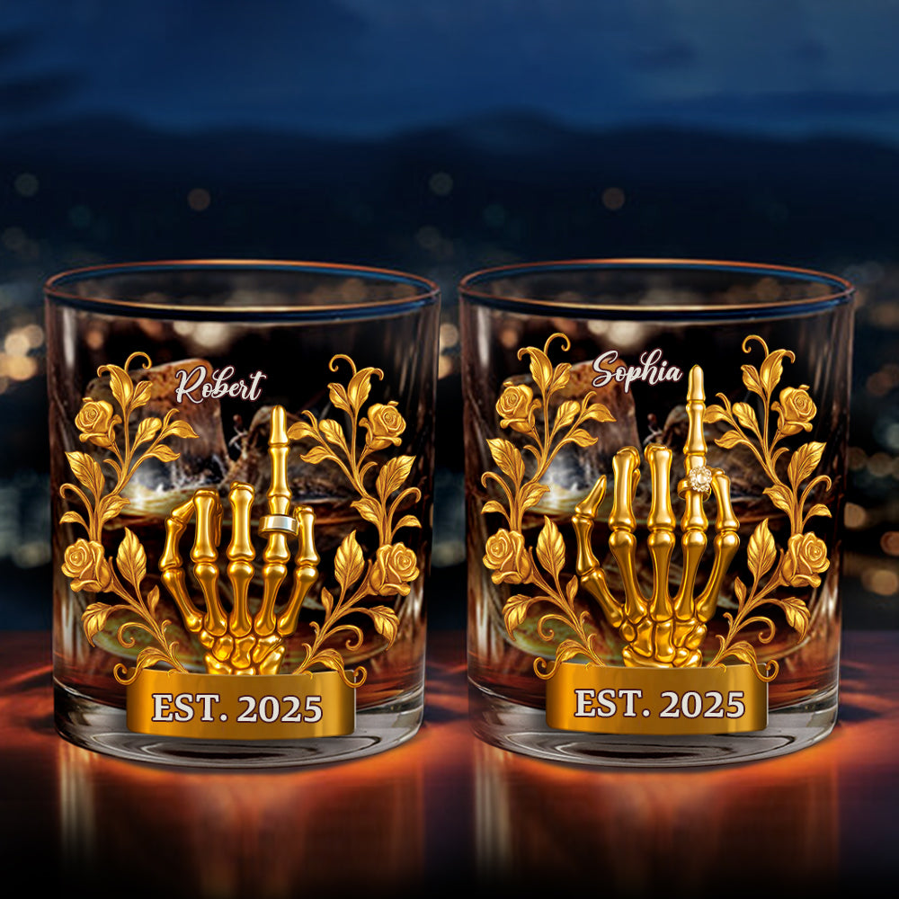 Verres à whisky personnalisés pour couples de mariés