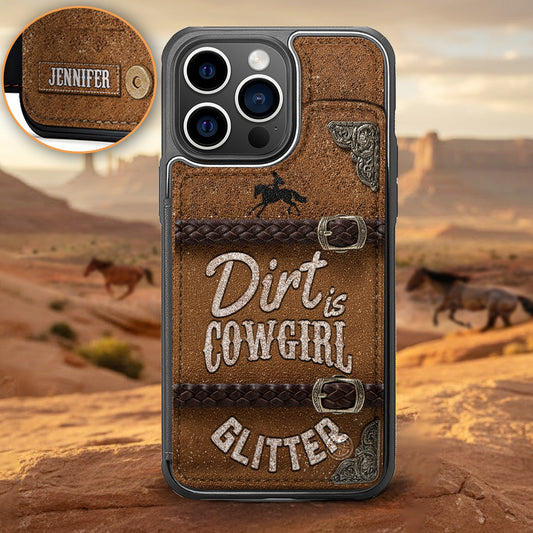 La saleté est pailletée comme une cowgirl - Étui portefeuille de téléphone personnalisé avec motif cowgirl et imprimé intégral