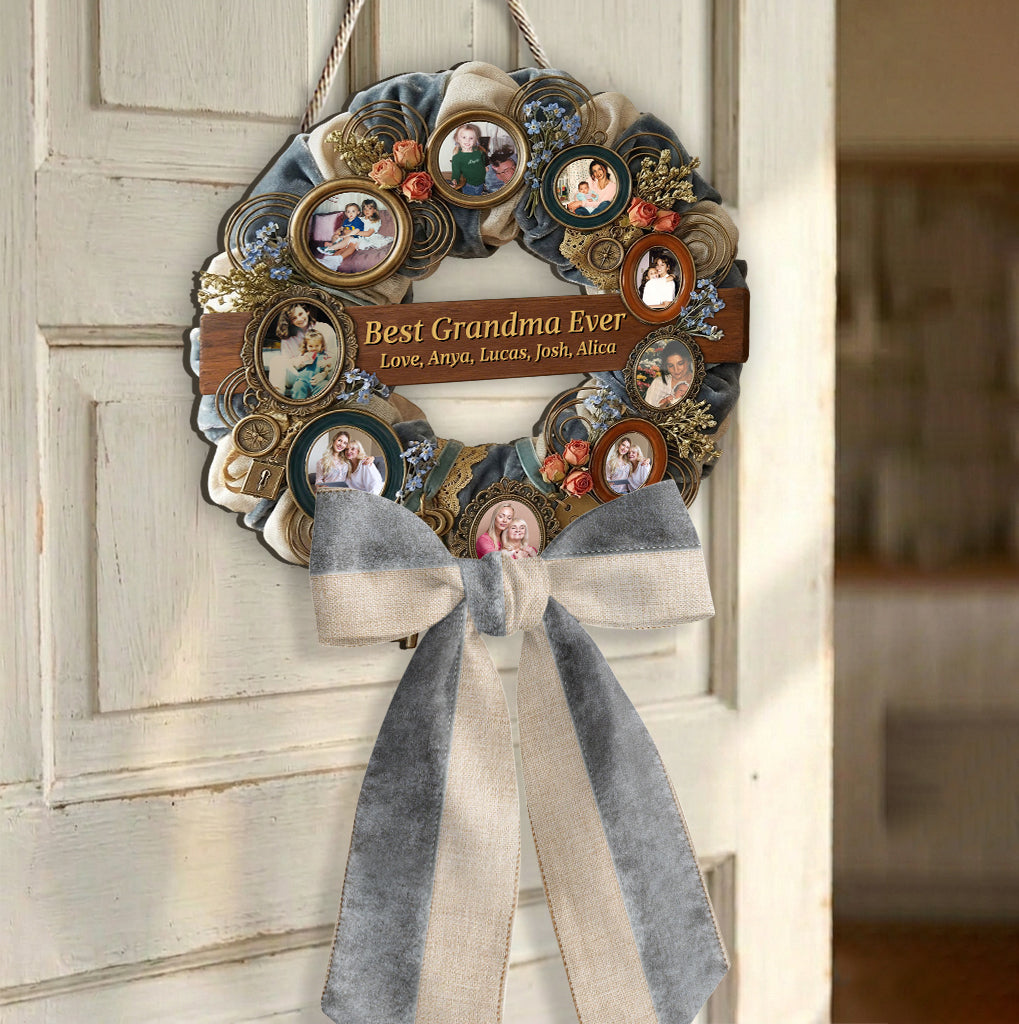 We Love You, Grandma - Personalized Grandma Shaped Wood Sign With Sash