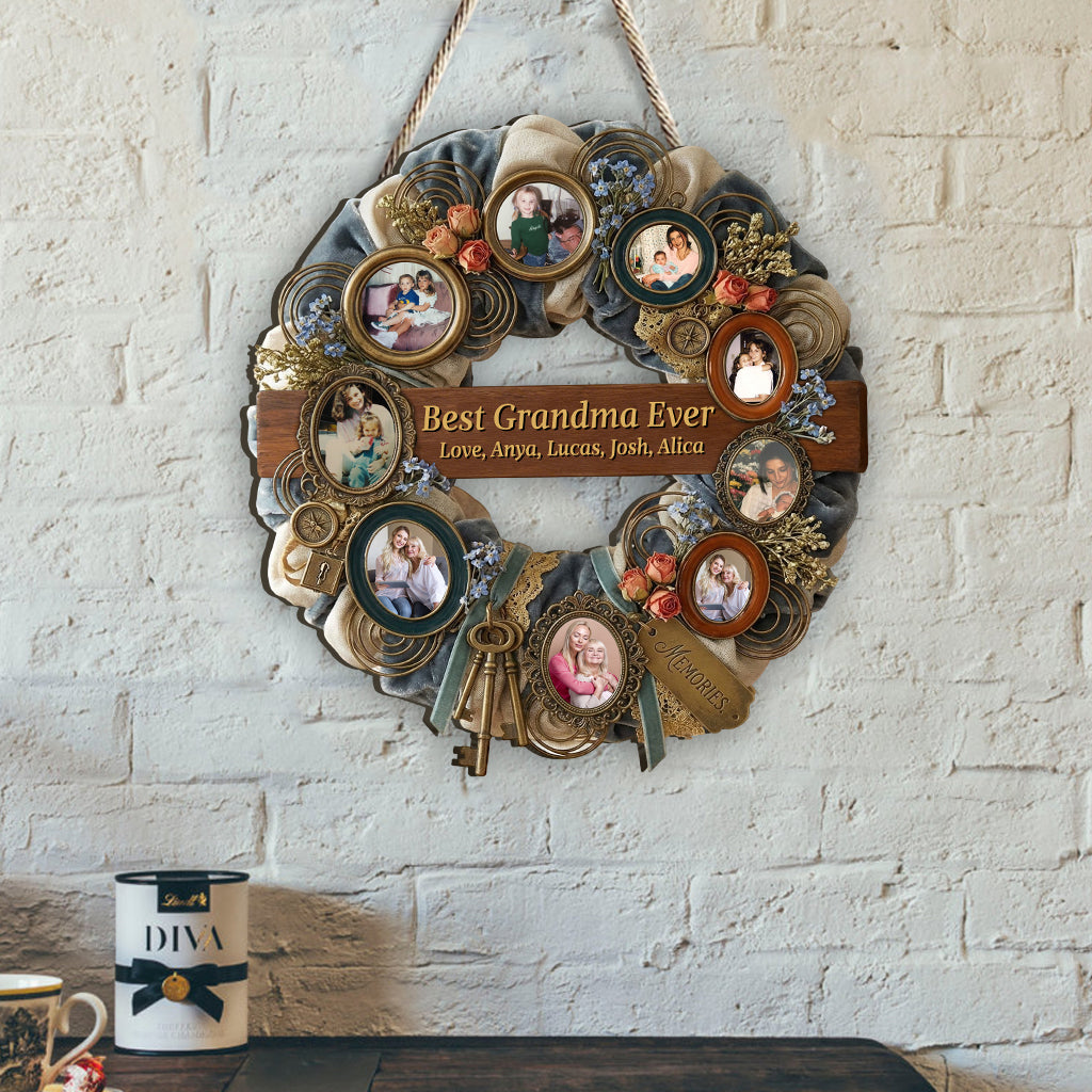 We Love You, Grandma - Personalized Grandma Shaped Wood Sign With Sash