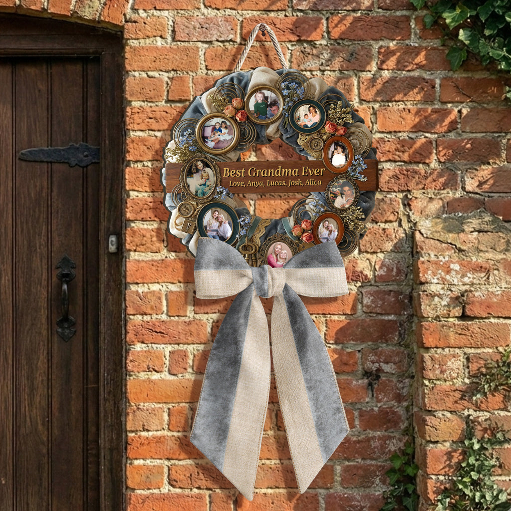 We Love You, Grandma - Personalized Grandma Shaped Wood Sign With Sash
