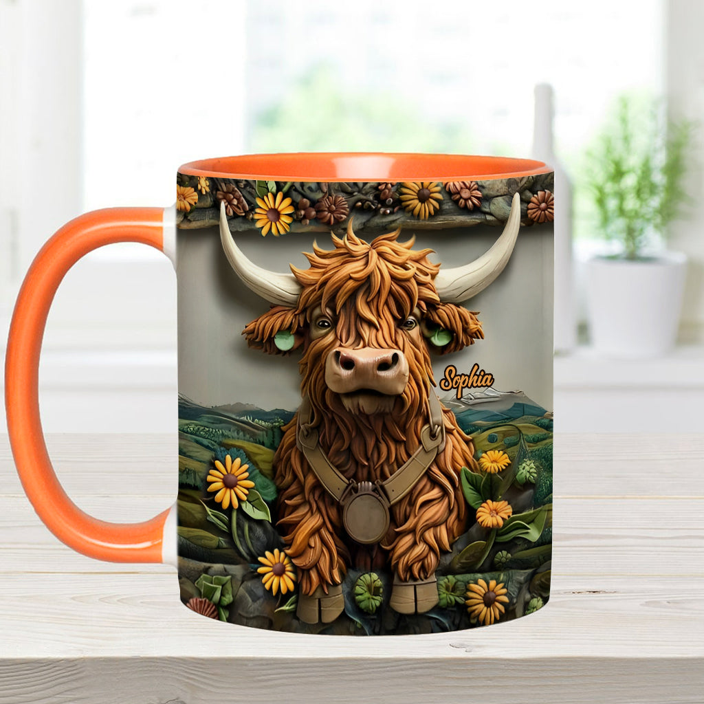 Cute Highland Cow - Personalized Highland Cow Accent Mug