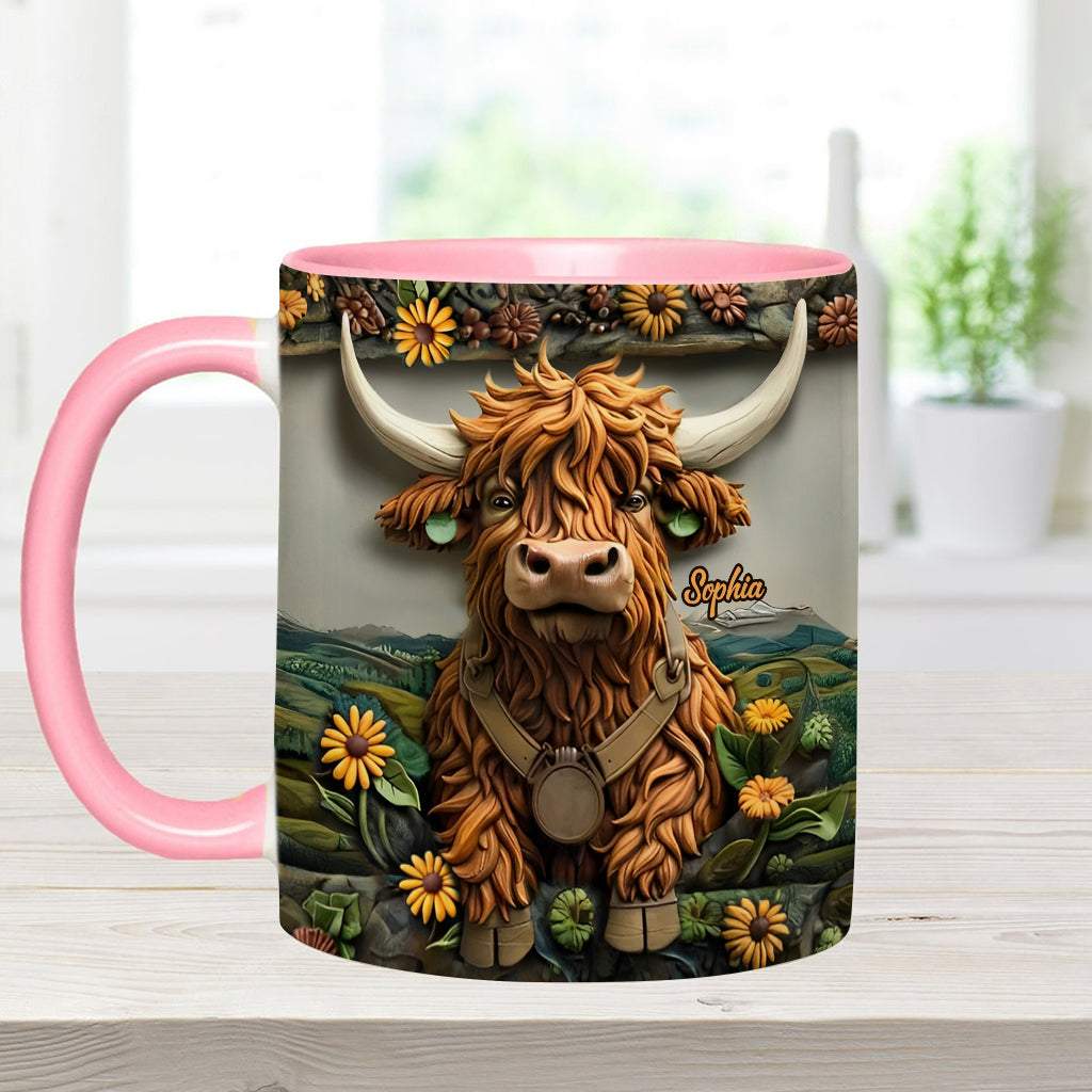 Cute Highland Cow - Personalized Highland Cow Accent Mug