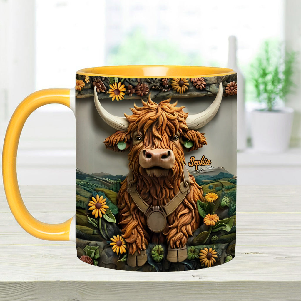 Cute Highland Cow - Personalized Highland Cow Accent Mug