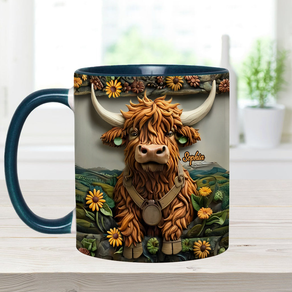Cute Highland Cow - Personalized Highland Cow Accent Mug