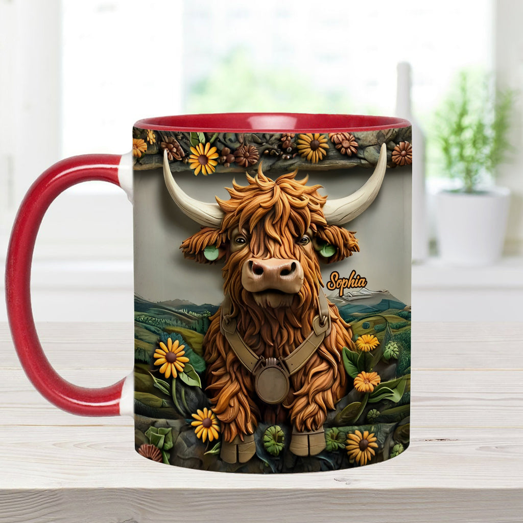 Cute Highland Cow - Personalized Highland Cow Accent Mug
