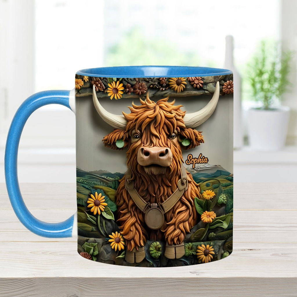 Cute Highland Cow - Personalized Highland Cow Accent Mug