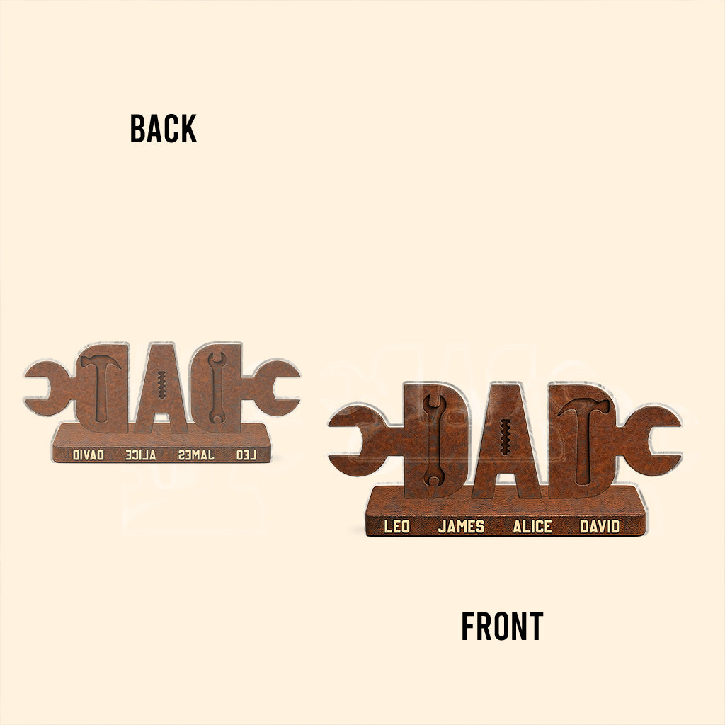 Dad And Hammer Kids - Personalized Father Custom Shaped Acrylic Plaque