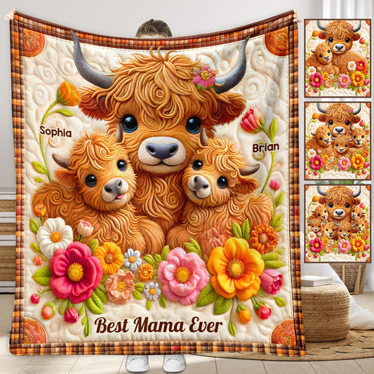 Meilleure maman du monde - Couverture personnalisée vache des Highlands