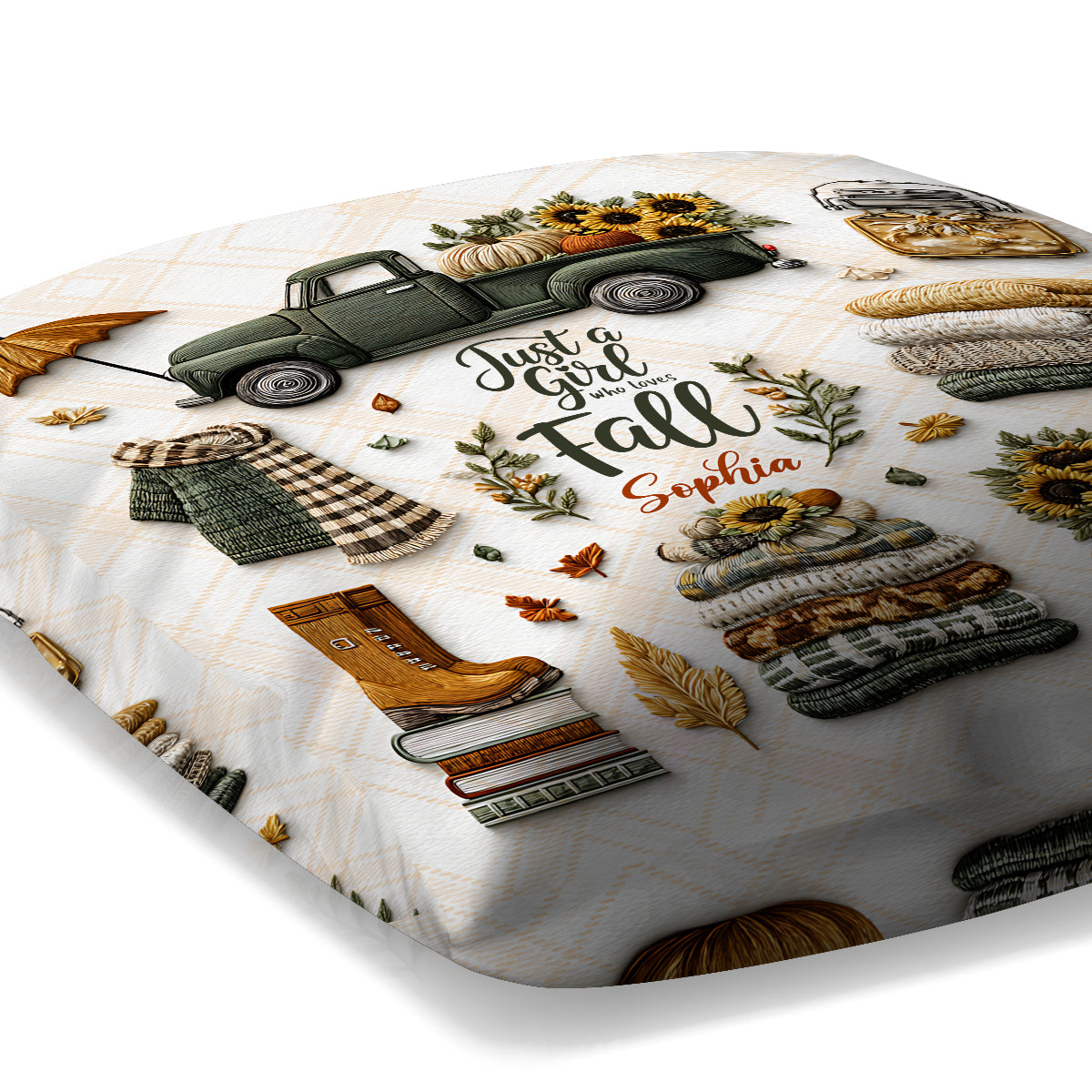 Juste une fille qui aime l'automne - Coussin décoratif d'automne personnalisé
