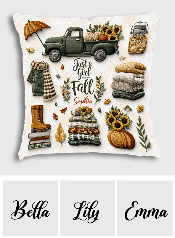 Juste une fille qui aime l'automne - Coussin décoratif d'automne personnalisé