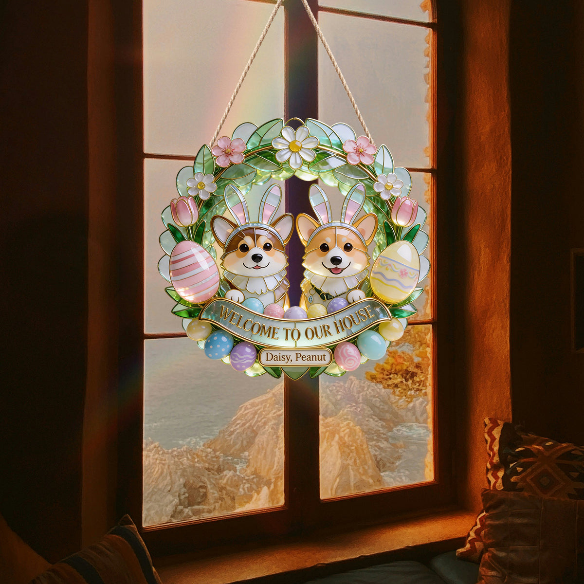 Custom Any Photo Easter's Day Gift - Personalized Dog LED Light Acrylic Sign