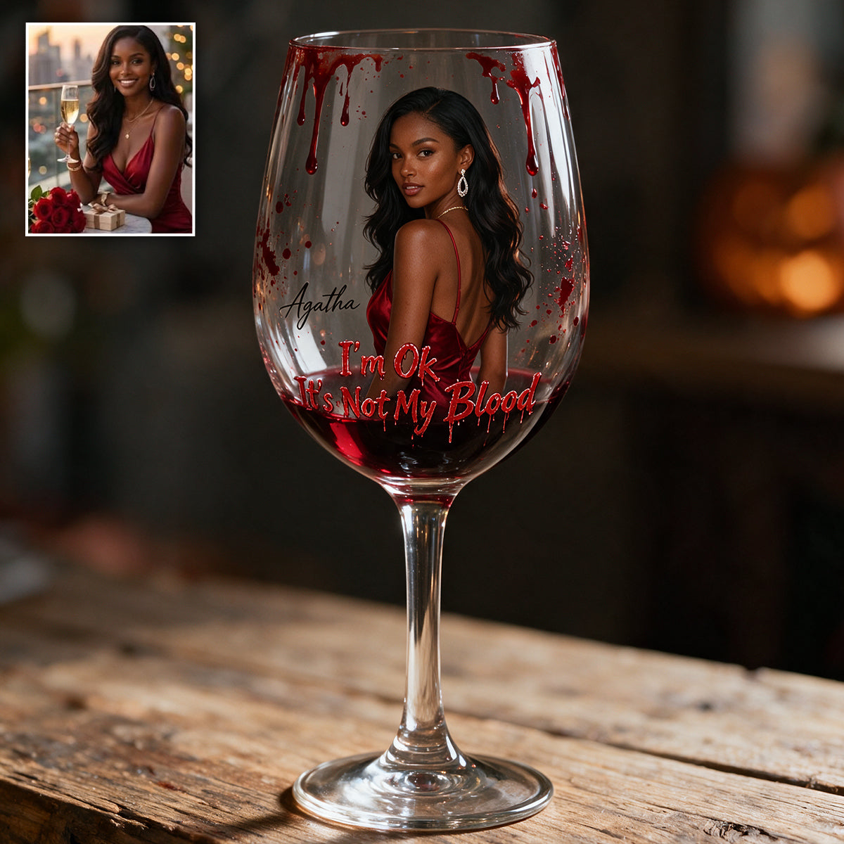 Blood Drip - Personalized Wine Wine Glass With Long Stem