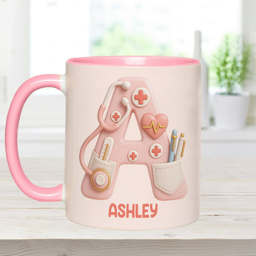 Nurse Alphabet Custom - Personalized Nurse Accent Mug