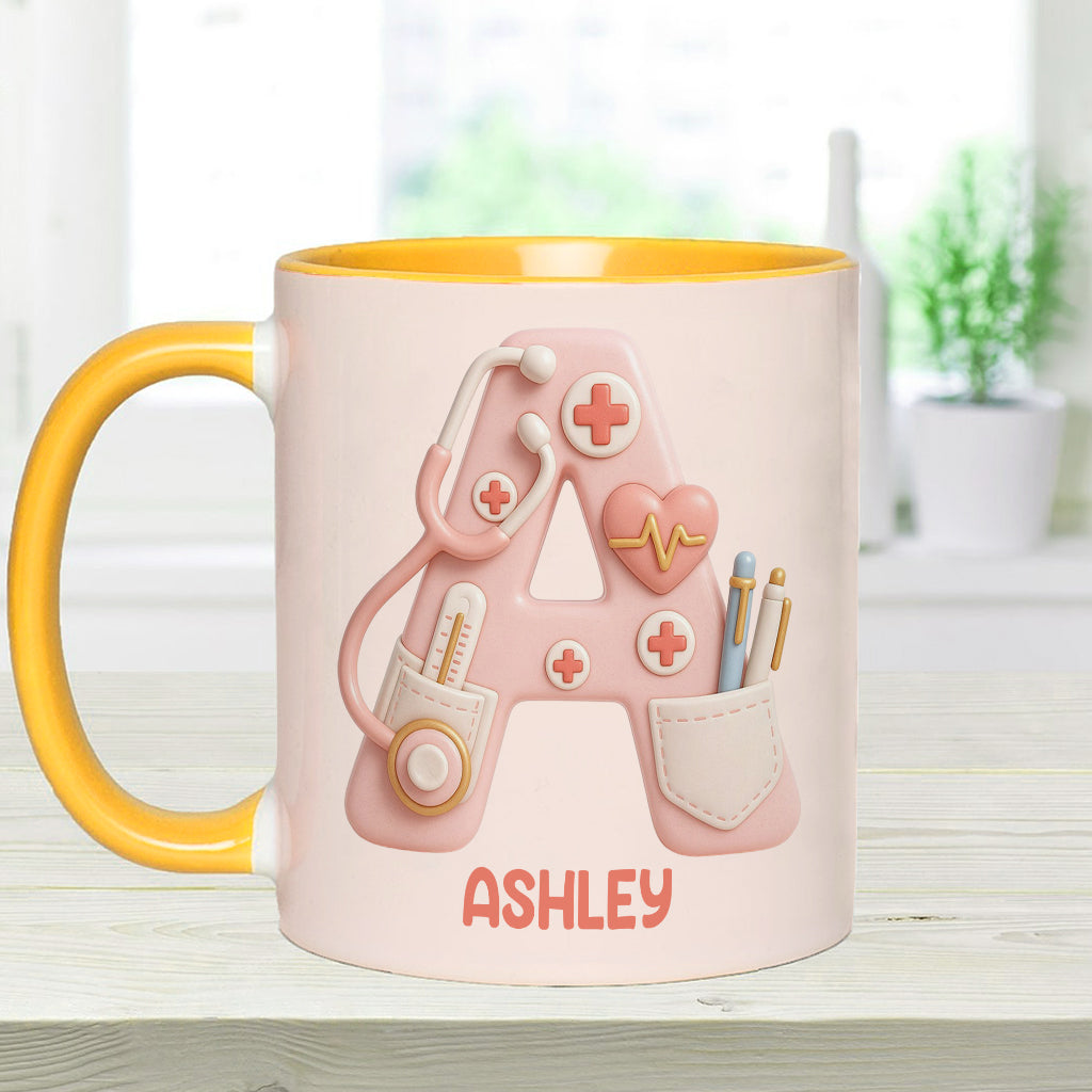 Nurse Alphabet Custom - Personalized Nurse Accent Mug