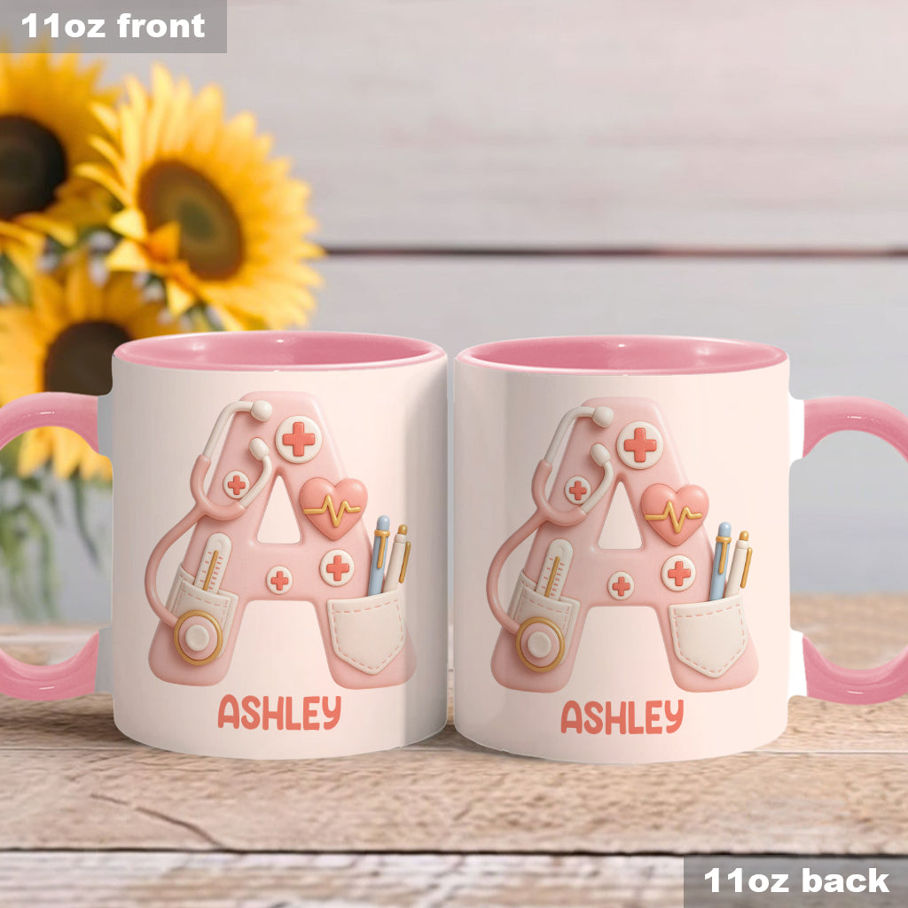 Nurse Alphabet Custom - Personalized Nurse Accent Mug