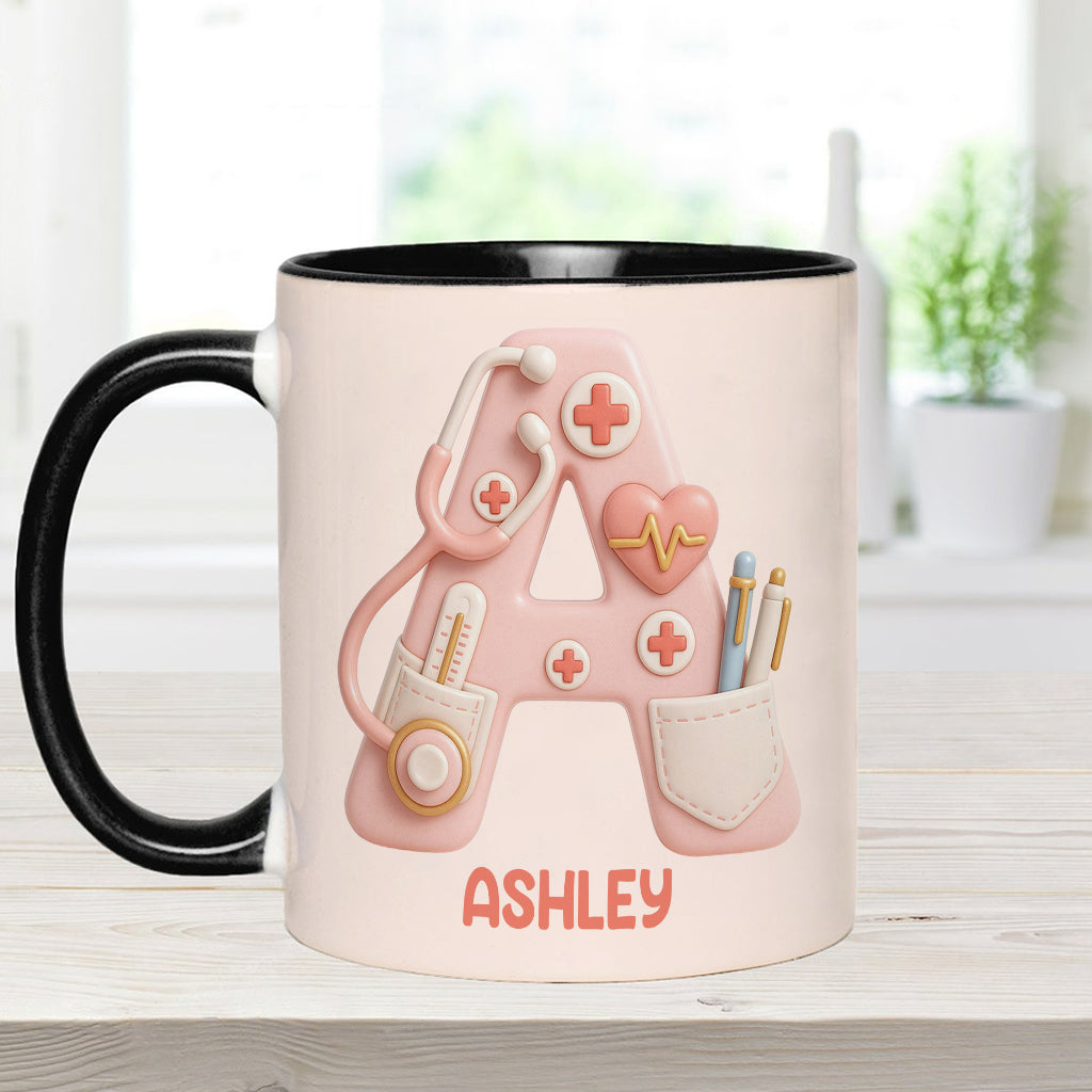 Nurse Alphabet Custom - Personalized Nurse Accent Mug