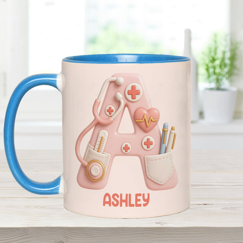 Nurse Alphabet Custom - Personalized Nurse Accent Mug