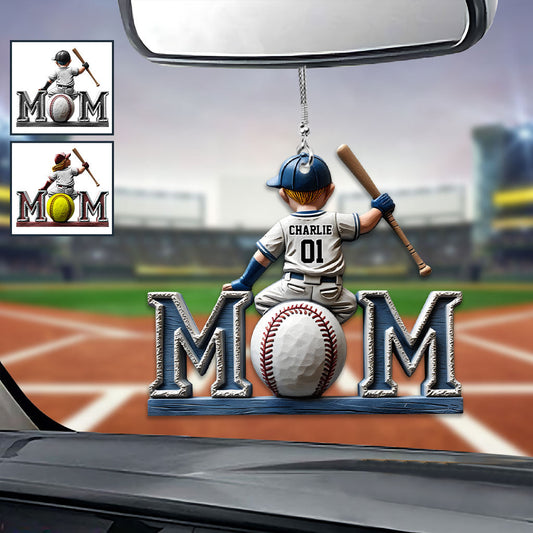 Maman de joueur de baseball - Ornement de voiture personnalisé pour maman