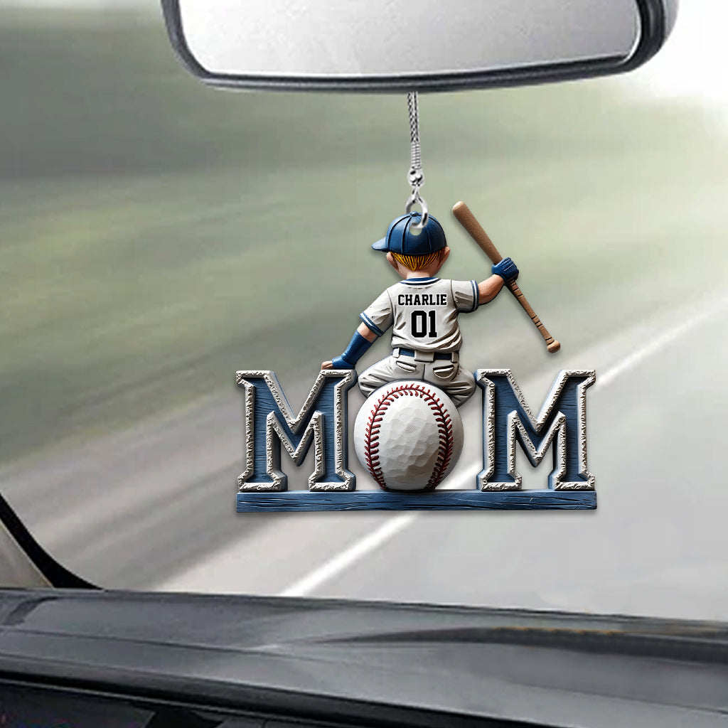 Maman de joueur de baseball - Ornement de voiture personnalisé pour maman