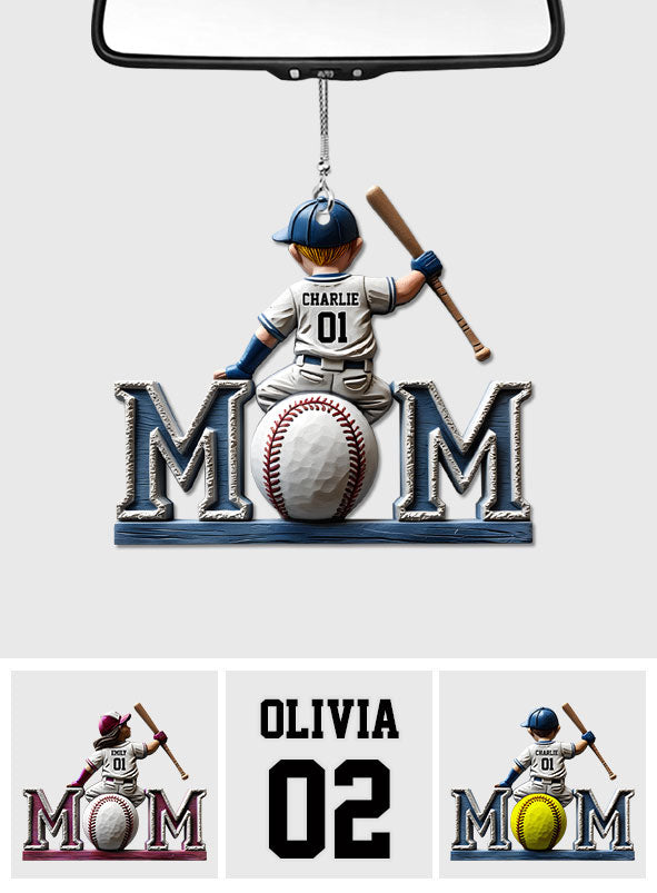 Maman de joueur de baseball - Ornement de voiture personnalisé pour maman