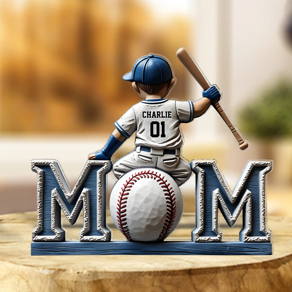 Maman de joueur de baseball - Plaque acrylique personnalisée en forme de mère