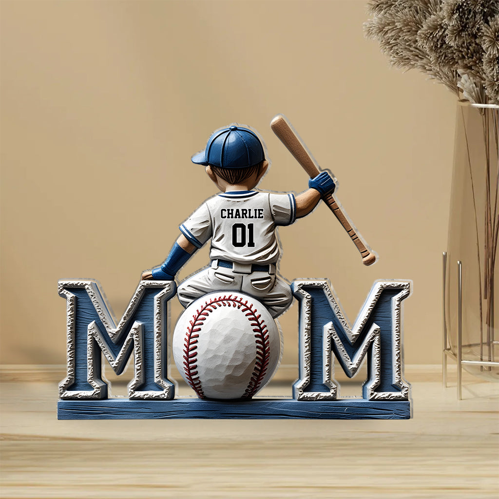 Maman de joueur de baseball - Plaque acrylique personnalisée en forme de mère