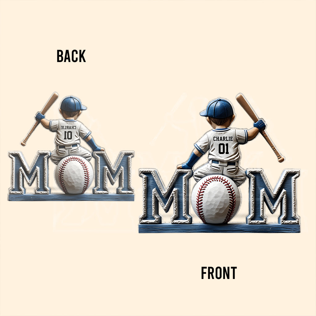 Maman de joueur de baseball - Plaque acrylique personnalisée en forme de mère