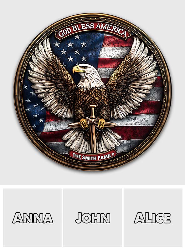 God Bless America - Personalized Bald Eagle Round Rug