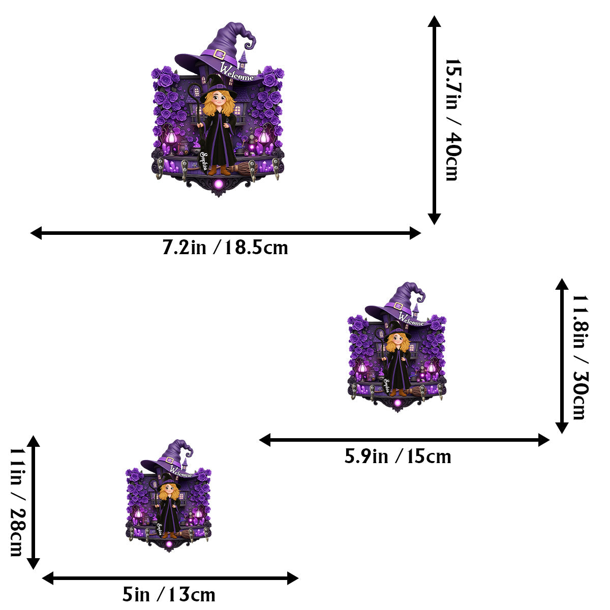 Bienvenue dans la Maison de la Sorcière - Porte-clés personnalisé en forme de sorcière