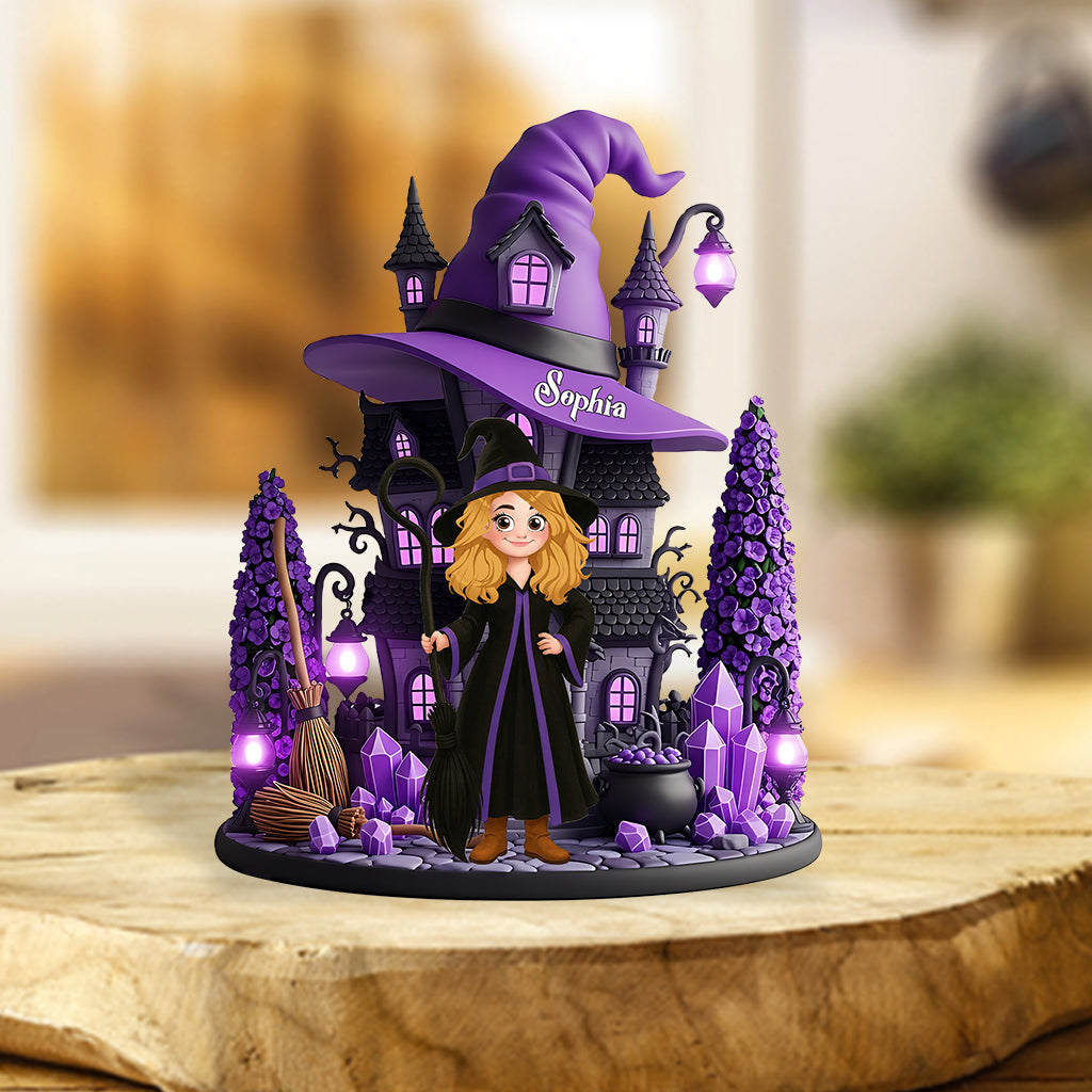 Maison de sorcière - Plaque acrylique personnalisée en forme de sorcière