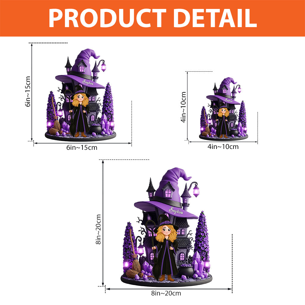 Maison de sorcière - Plaque acrylique personnalisée en forme de sorcière