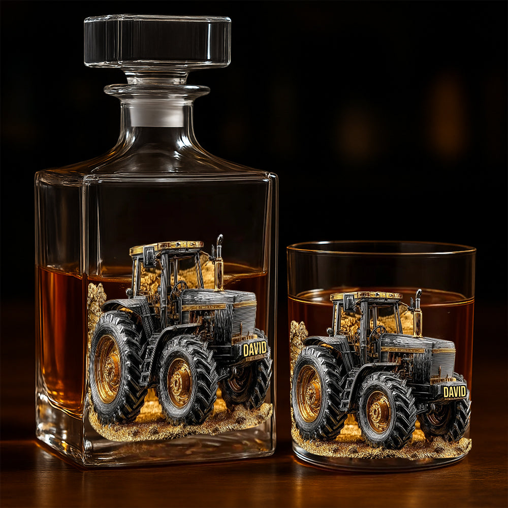 Fermier fort - Verre à whisky personnalisé en forme de tracteur