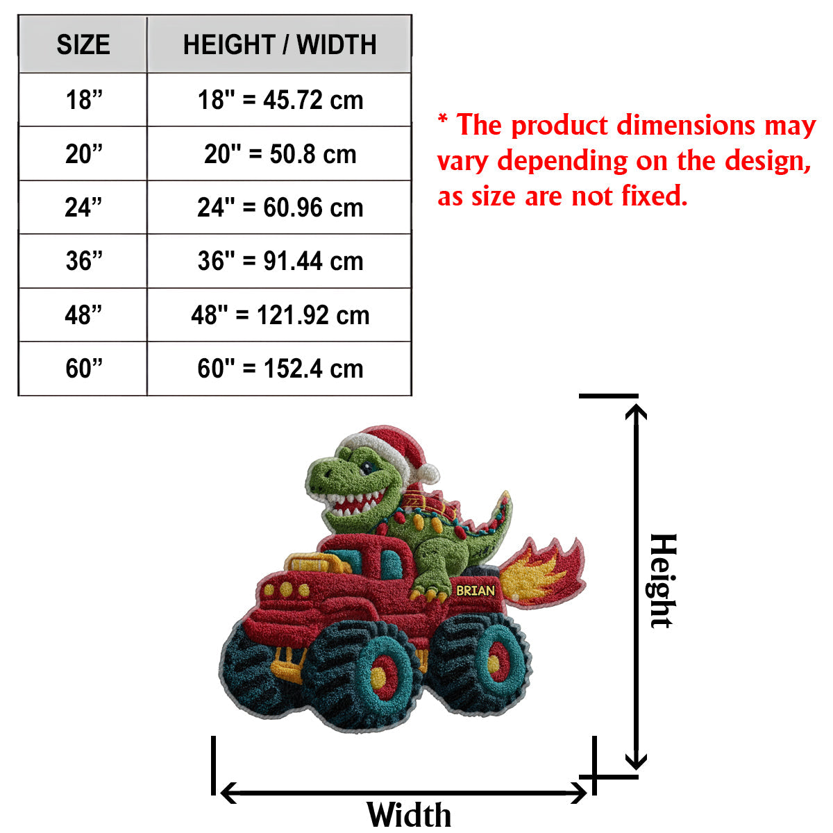 Noël des dinosaures - Tapis de Noël personnalisé pour enfant, antidérapant et tufté