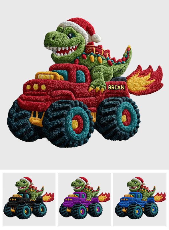 Noël des dinosaures - Tapis de Noël personnalisé pour enfant, antidérapant et tufté