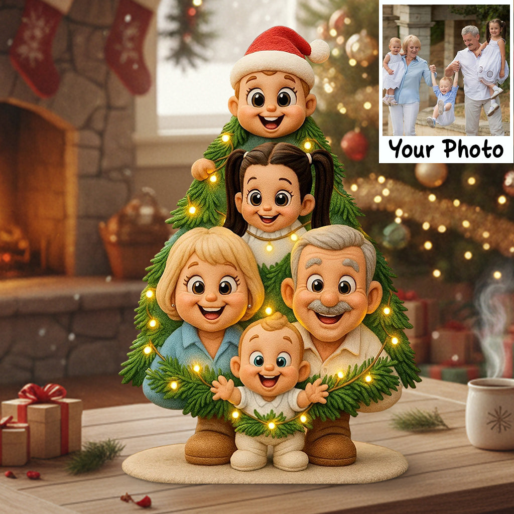 Voici notre famille : un peu de folie et beaucoup d'amour - Plaque acrylique personnalisée en forme de famille