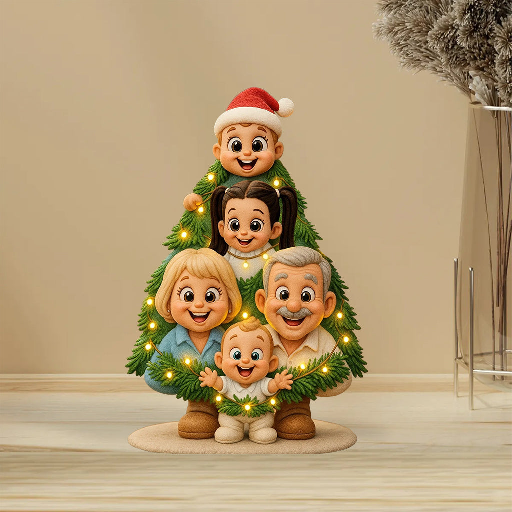 Voici notre famille : un peu de folie et beaucoup d'amour - Plaque acrylique personnalisée en forme de famille