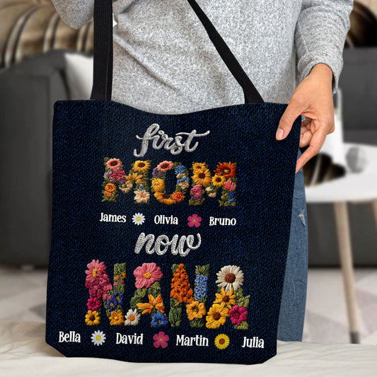 First Mom Now Grandma - Personalized Grandma Tote Bag