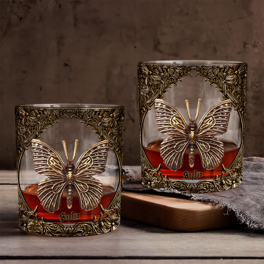 Unique Butterfly - Personalized Butterfly Whiskey Glass