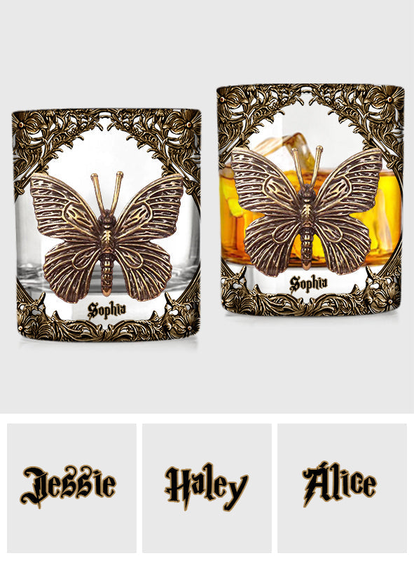 Unique Butterfly - Personalized Butterfly Whiskey Glass