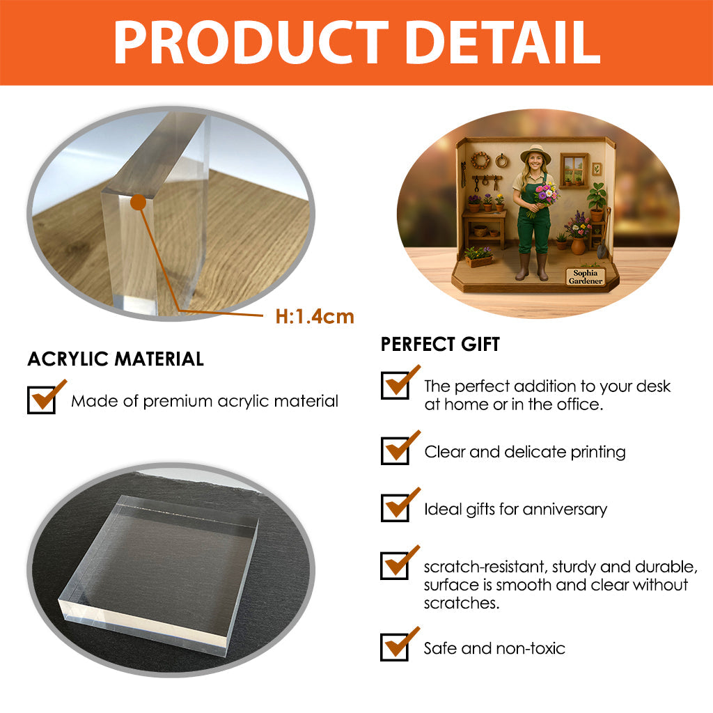 Custom Figure From Photo - Personalized Gardening Custom Shaped Acrylic Plaque