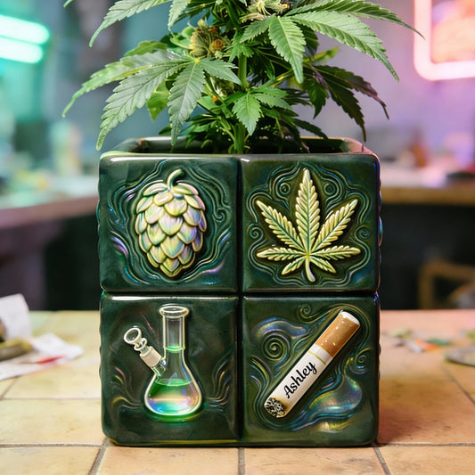 Feuille Magique Verte - Vase à fleurs en acrylique personnalisé en forme de plante sauvage